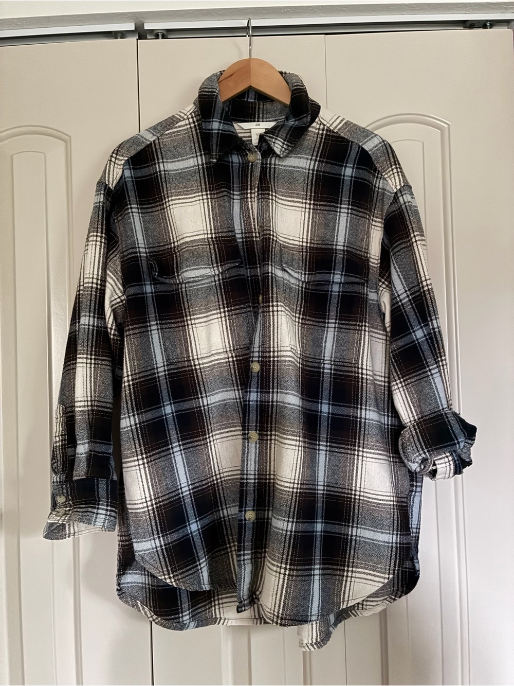 H&M Oversized Plaid Casual Button-Down Shirt